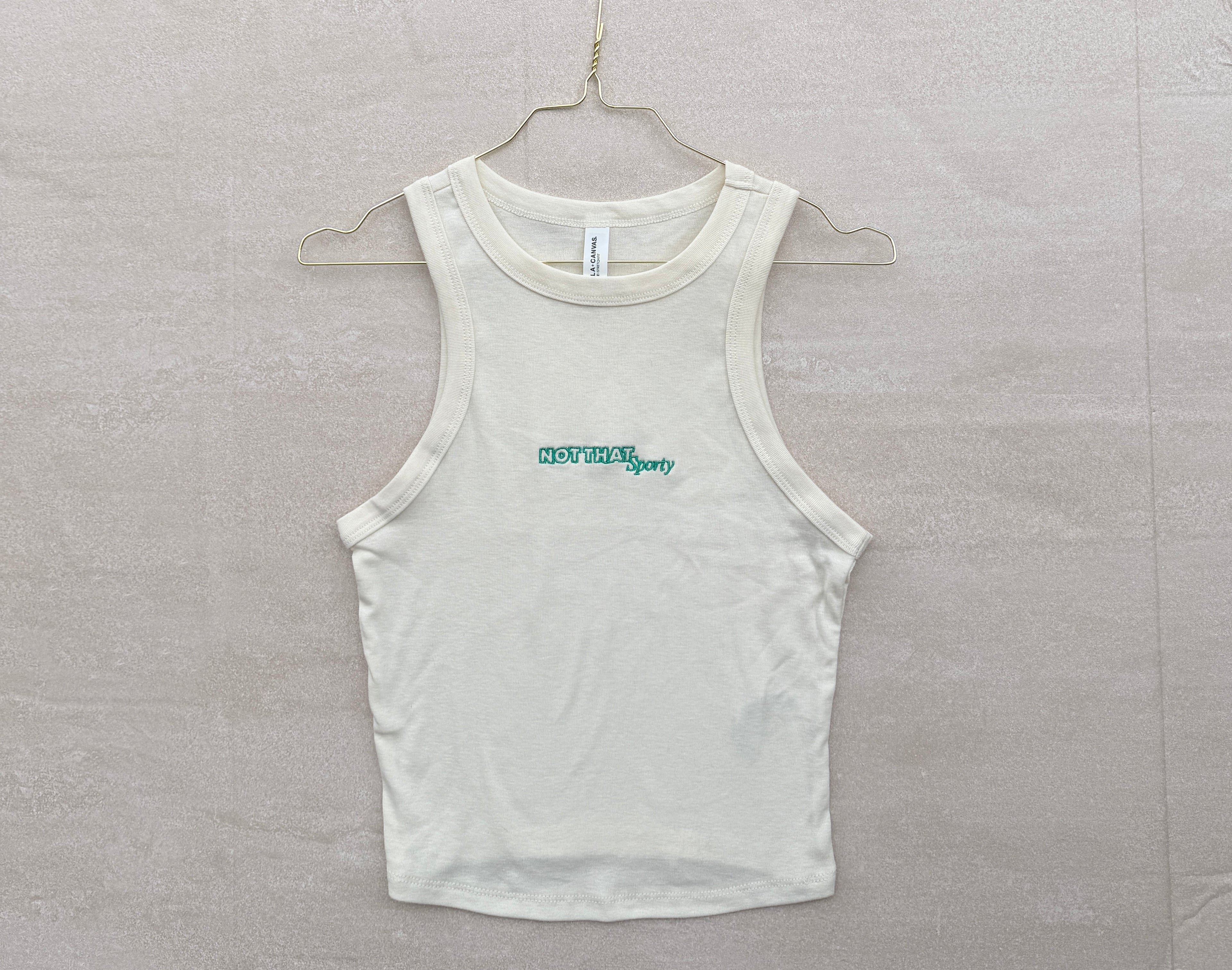 Not That Sporty - Natural Micro Rib Embroidered Tank