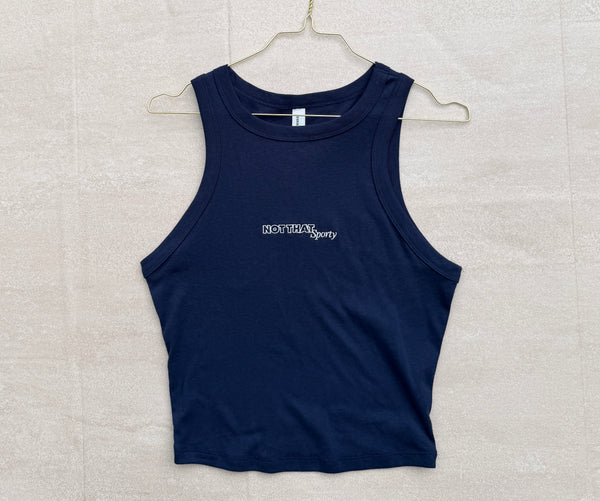 Not That Sporty - Navy Micro Rib Embroidered Tank