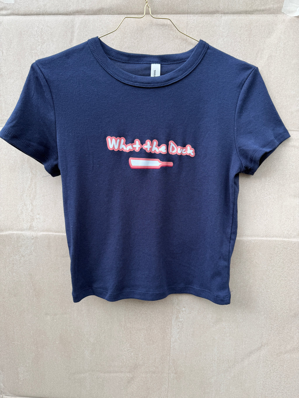 What The Duck - Navy Micro Rib Crop T-Shirt